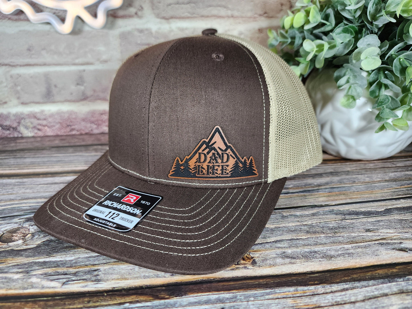 Dad Life" Trucker Hat - Mountain Graphic Dad Hat, Adjustable Snapback, Multiple Colors & Patch Designs