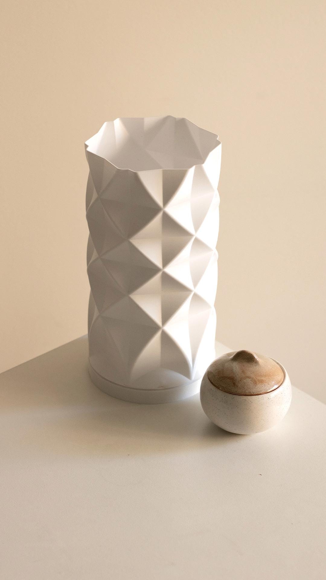 Diamond Lamp - Modern 3D Printed Ambient Light - Tall Geometric Table Lamp - Unique Home Decor