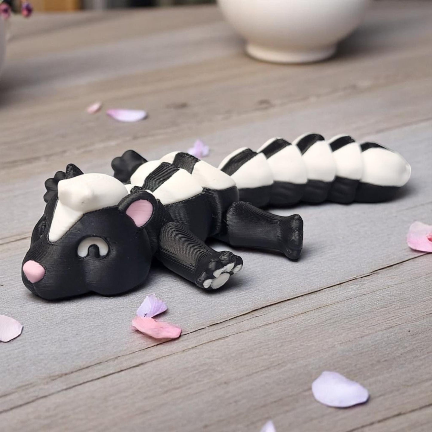 Articulated Animals - Skunk, Raccoon, Opossum - Sensory Fidget Toy - Individual or Set - Optional Stump & Trash Can Containers