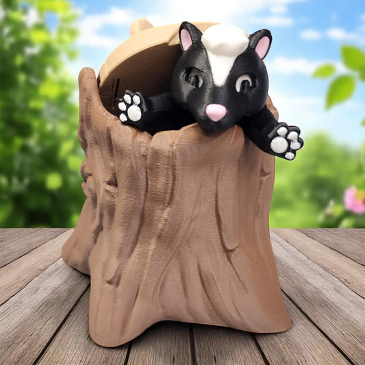 Articulated Animals - Skunk, Raccoon, Opossum - Sensory Fidget Toy - Individual or Set - Optional Stump & Trash Can Containers
