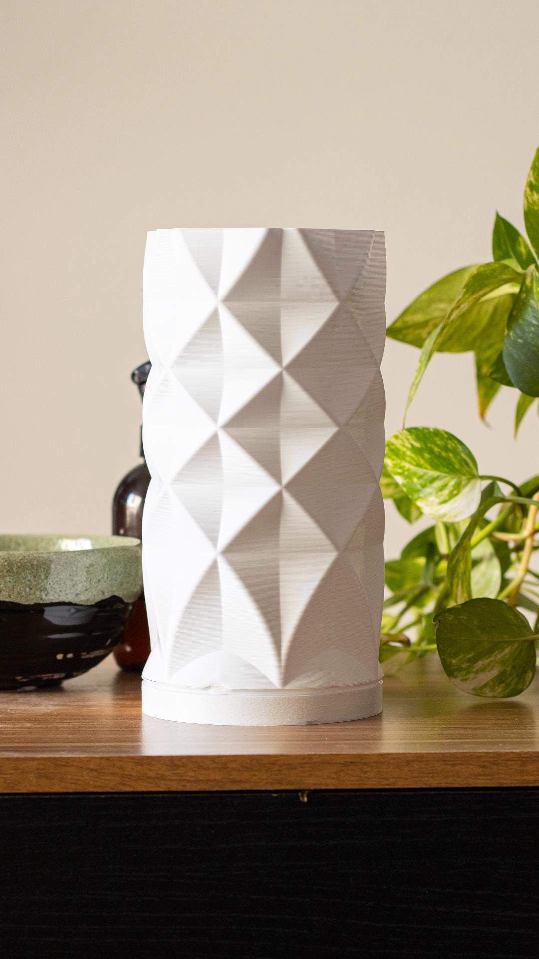 Diamond Lamp - Modern 3D Printed Ambient Light - Tall Geometric Table Lamp - Unique Home Decor