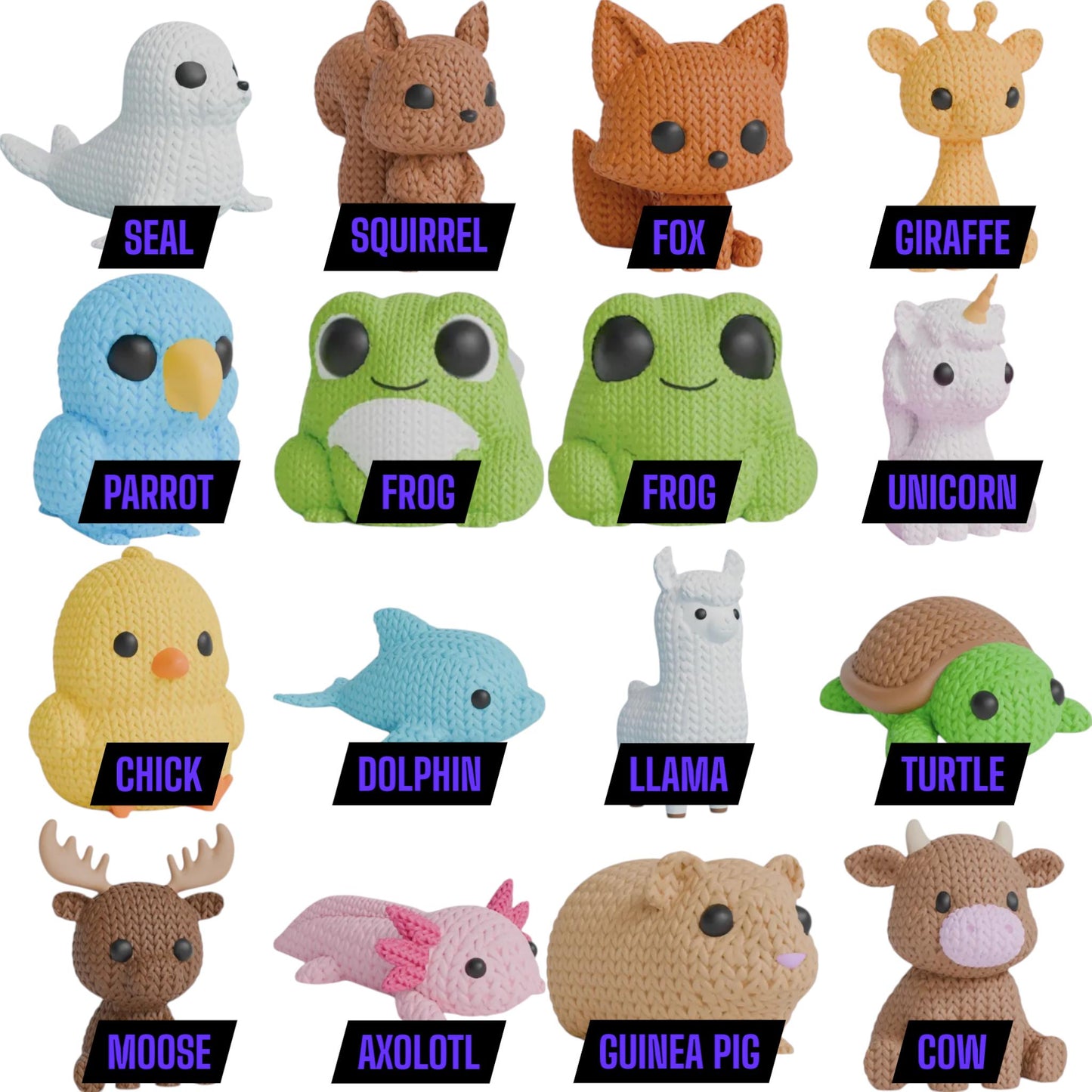 Knitimals - Cute Knit-Inspired Animal Toys - Whimsical Figurines for Kids & Adults - Decorative Soft Look Creatures