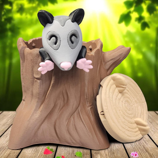 Sensory 3D Animal Figures - Articulated Skunk, Raccoon, Opossum - Desk Decor & Fidget Fun - With Container Options