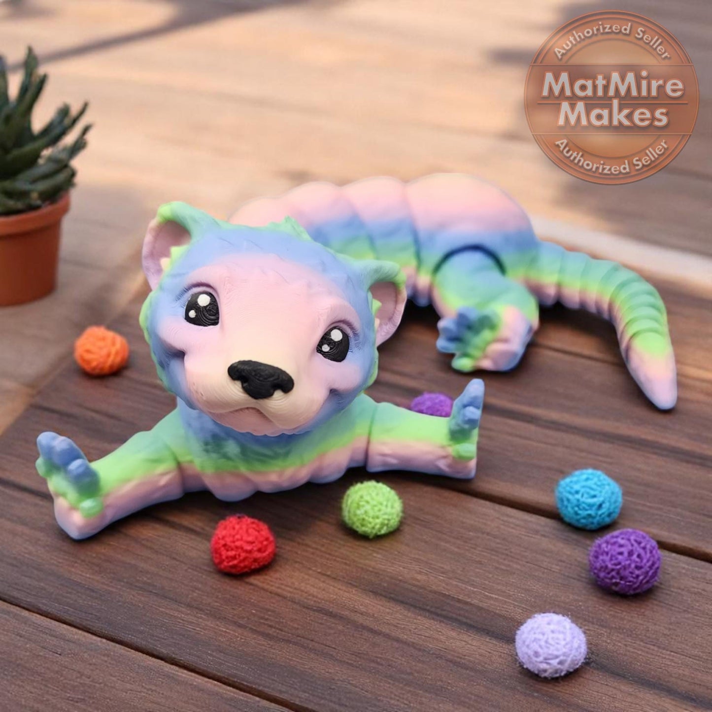 Bendy Posable 15" Ferret Toy Multiple Colors Arched Back Fidget Decor Black Eyes Nose Pink Ears Unique Gift Ferret Lovers