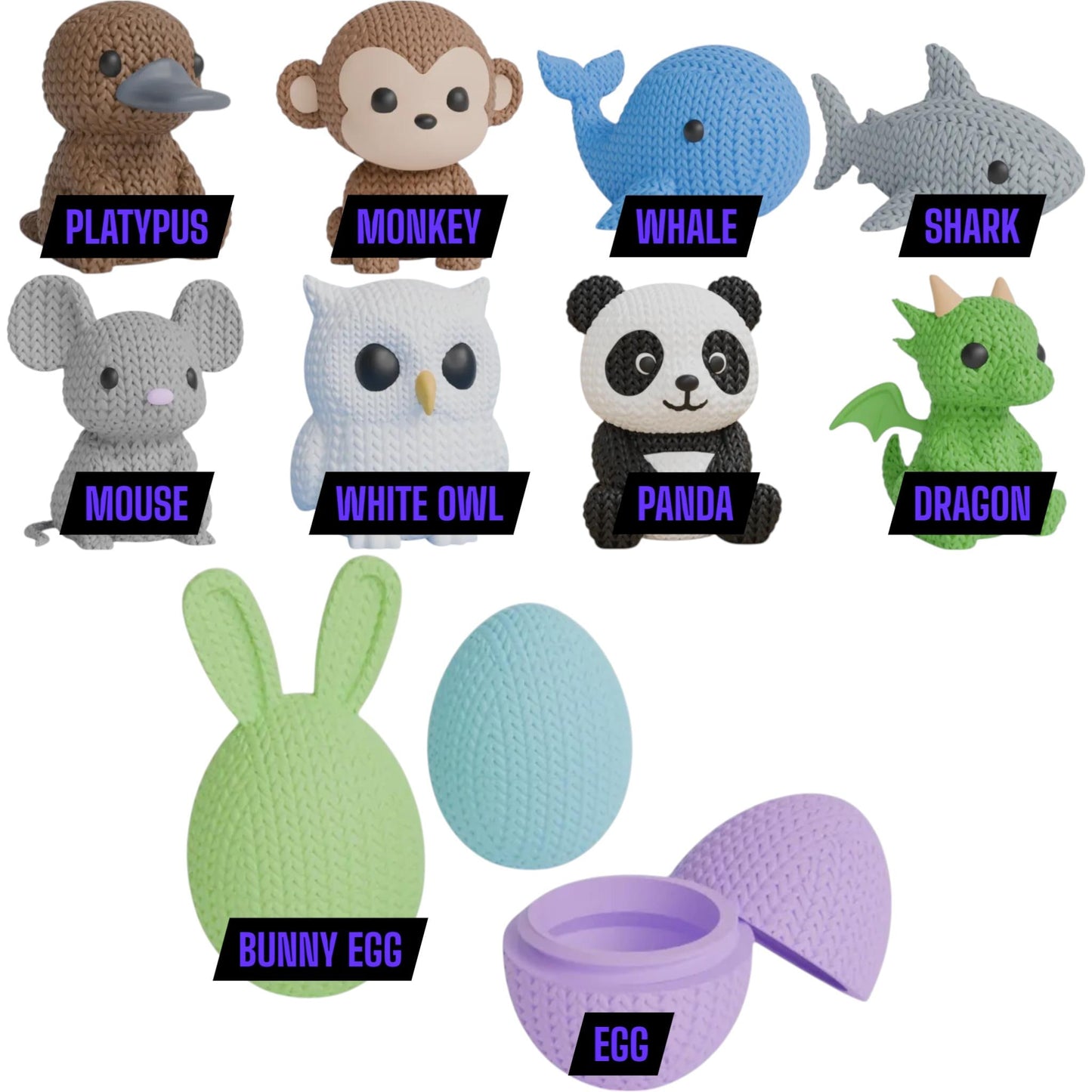 Knitimals - Cute Knit-Inspired Animal Toys - Whimsical Figurines for Kids & Adults - Decorative Soft Look Creatures
