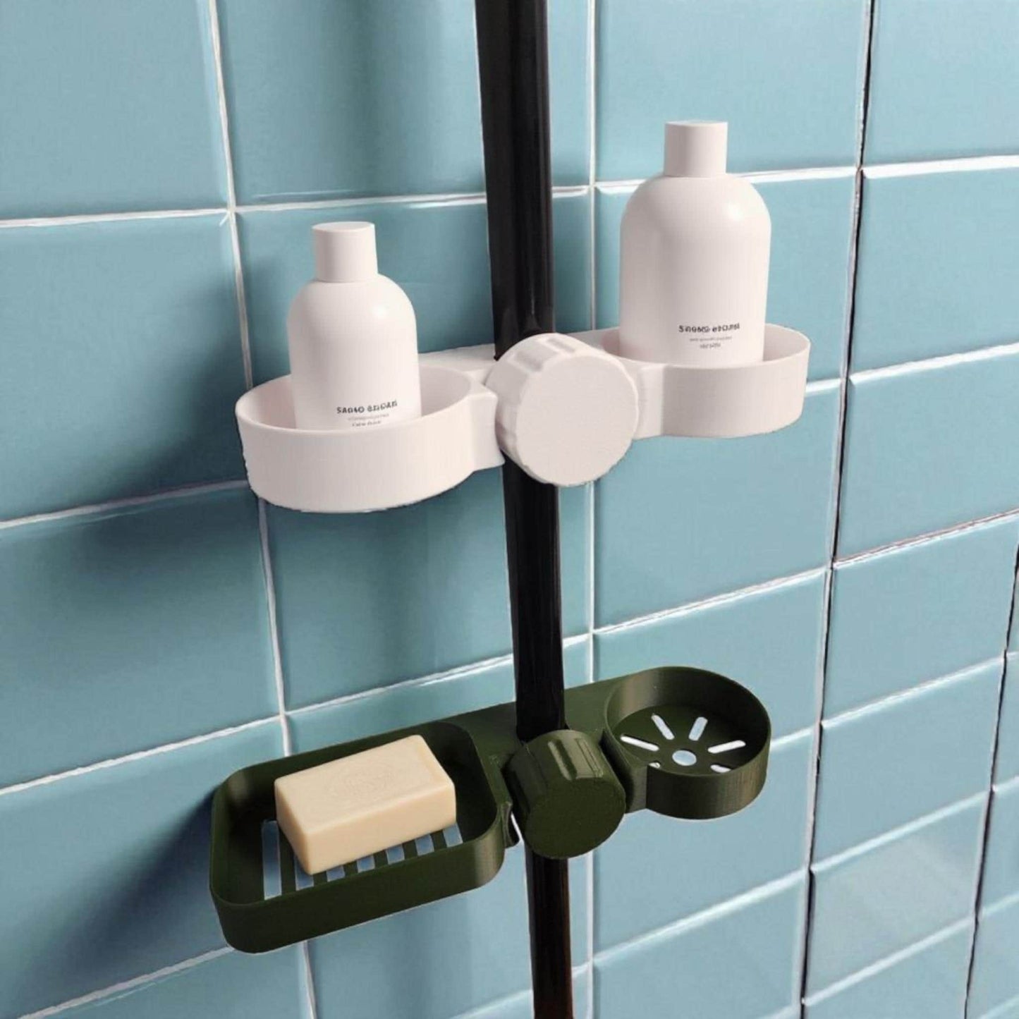 Compact Shower Caddy for Cruise Cabins and Small Showers | Pole-Mounted Organizer | No Tools Required
