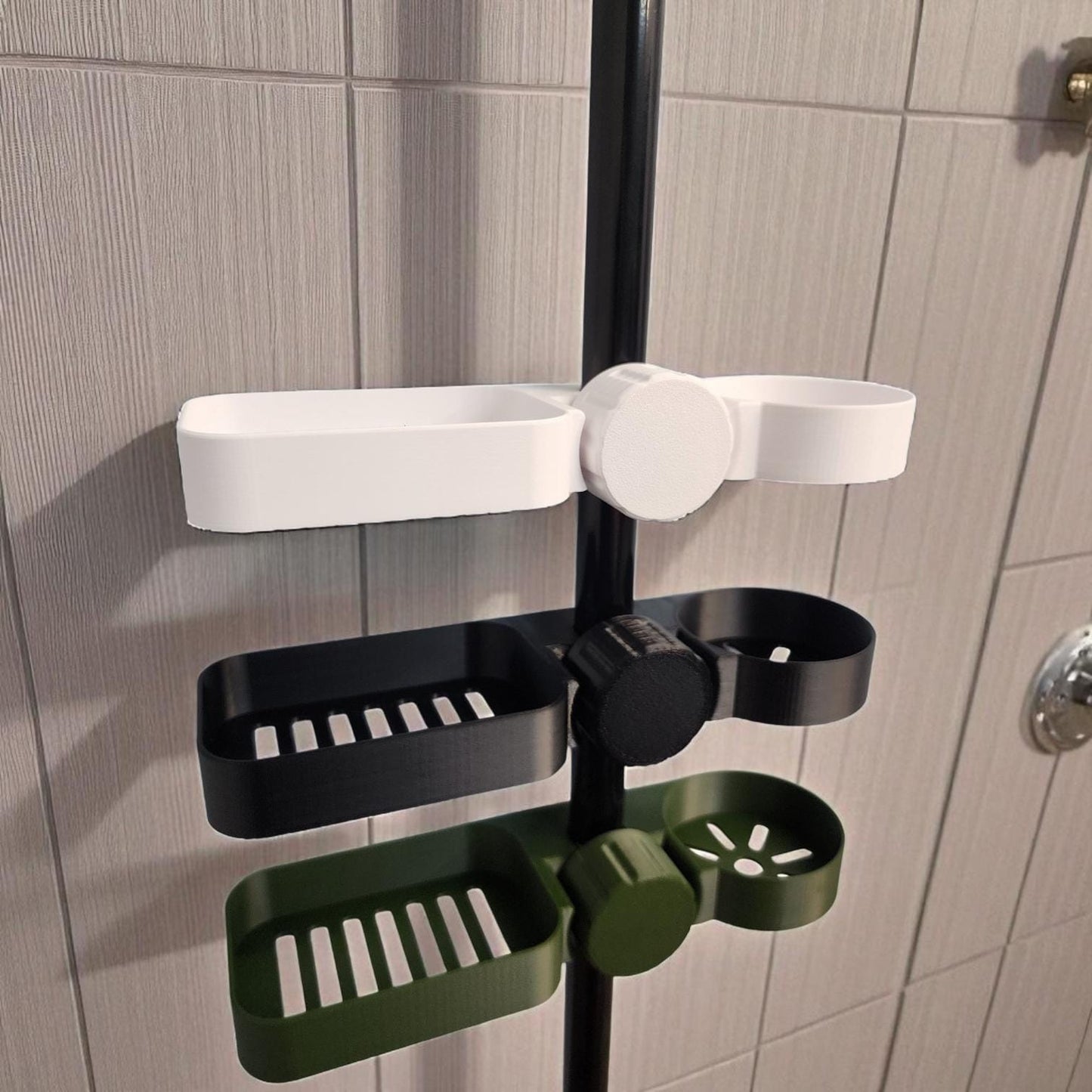 Compact Shower Caddy for Cruise Cabins and Small Showers | Pole-Mounted Organizer | No Tools Required