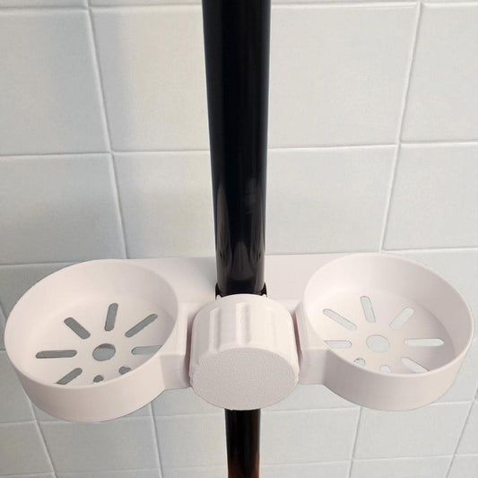 Compact Shower Caddy for Cruise Cabins and Small Showers | Pole-Mounted Organizer | No Tools Required