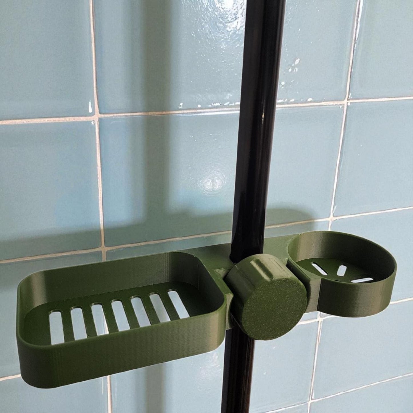 Compact Shower Caddy for Cruise Cabins and Small Showers | Pole-Mounted Organizer | No Tools Required