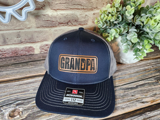 Grandpa Patch Trucker Hat - Rustic Grandfather Cap, Adjustable Snapback, Multiple Colors & Patch Designs