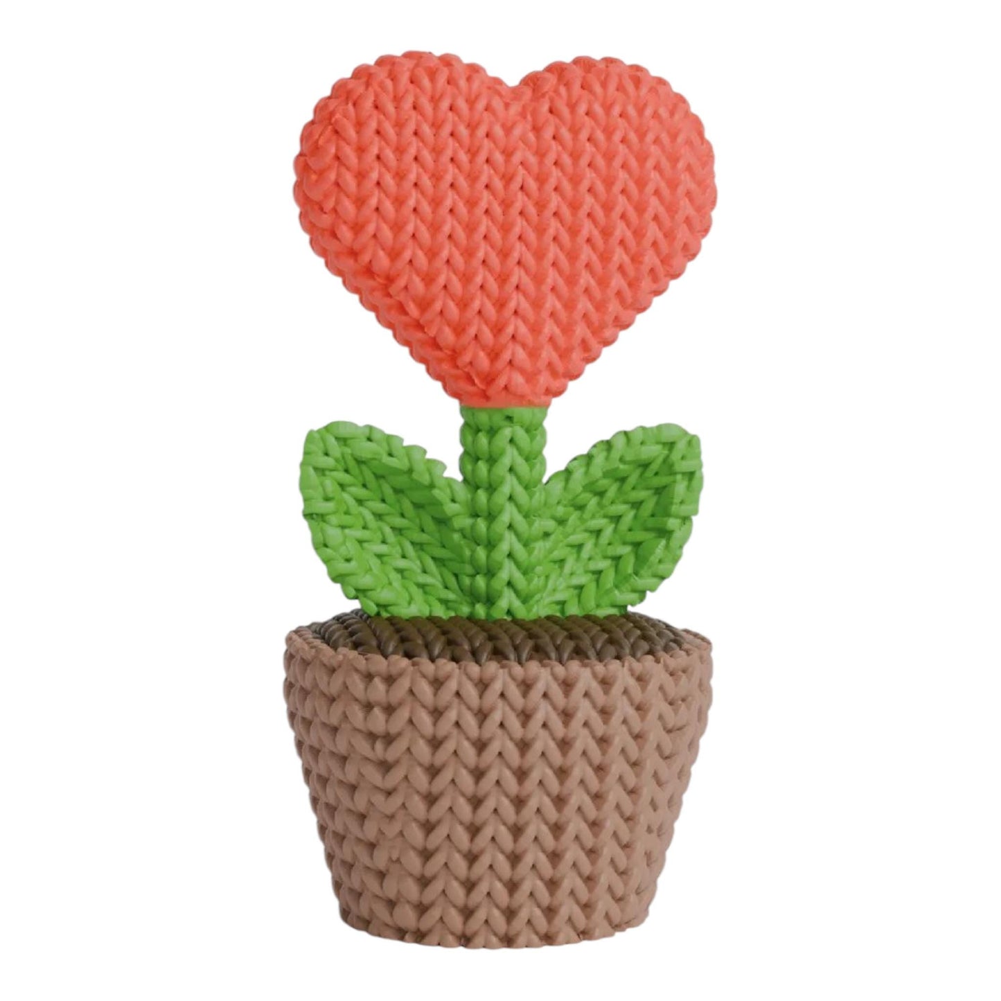 Heart-Shaped Flower in Knitted Texture Pot - Charming Home Decor