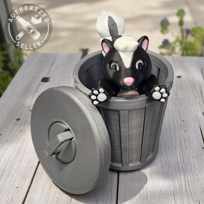 Articulated Animals - Skunk, Raccoon, Opossum - Sensory Fidget Toy - Individual or Set - Optional Stump & Trash Can Containers