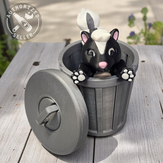 Articulated Animals - Skunk, Raccoon, Opossum - Sensory Fidget Toy - Individual or Set - Optional Stump & Trash Can Containers