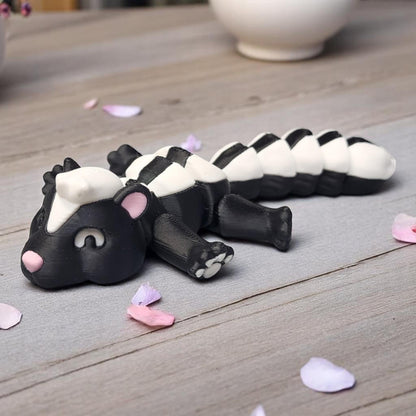 Articulated Animals - Skunk, Raccoon, Opossum - Sensory Fidget Toy - Individual or Set - Optional Stump & Trash Can Containers