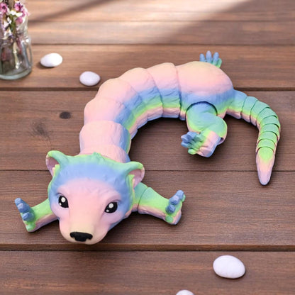 Bendy Posable 15" Ferret Toy Multiple Colors Arched Back Fidget Decor Black Eyes Nose Pink Ears Unique Gift Ferret Lovers