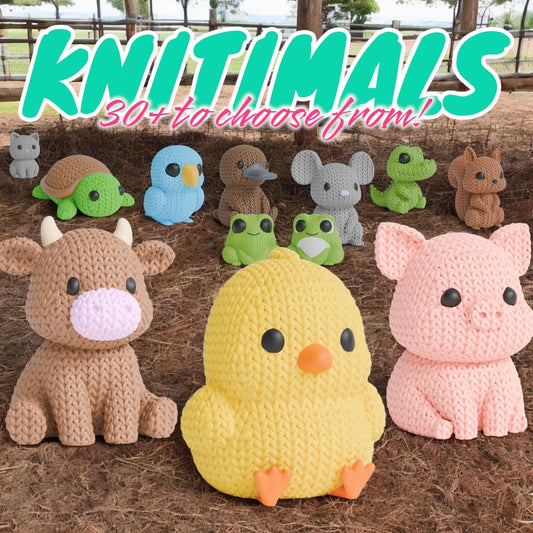 Knitimals - Cute Knit-Inspired Animal Toys - Whimsical Figurines for Kids & Adults - Decorative Soft Look Creatures
