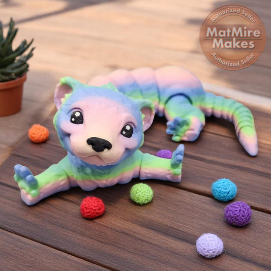 Bendy Posable 15" Ferret Toy Multiple Colors Arched Back Fidget Decor Black Eyes Nose Pink Ears Unique Gift Ferret Lovers