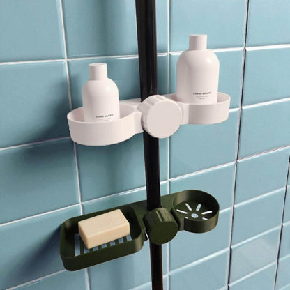 Compact Shower Caddy for Cruise Cabins and Small Showers | Pole-Mounted Organizer | No Tools Required